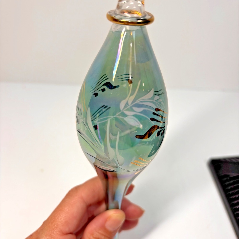 VTG Egyptian Hand Blown Fancy 24K Gold Etched Glass Christmas Ornament 8" in - Picture 7 of 8